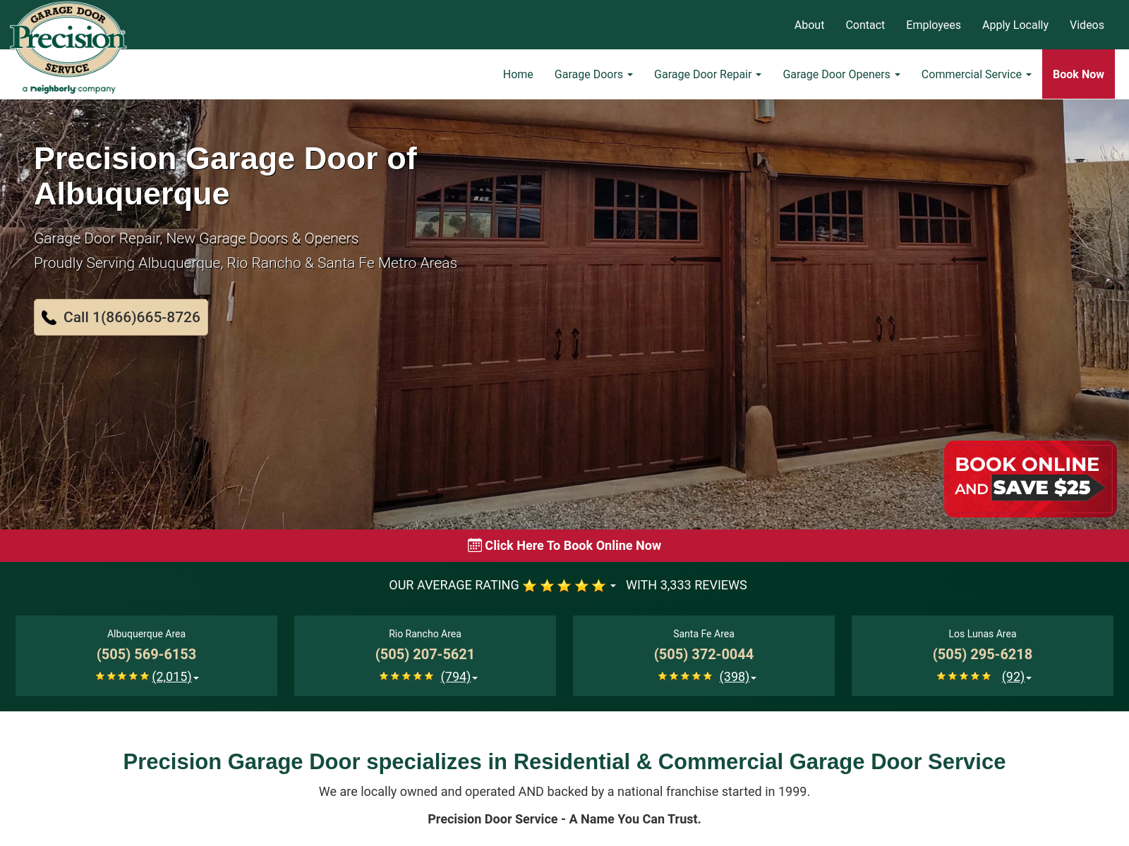 Precision Garage Door of Albuquerque website